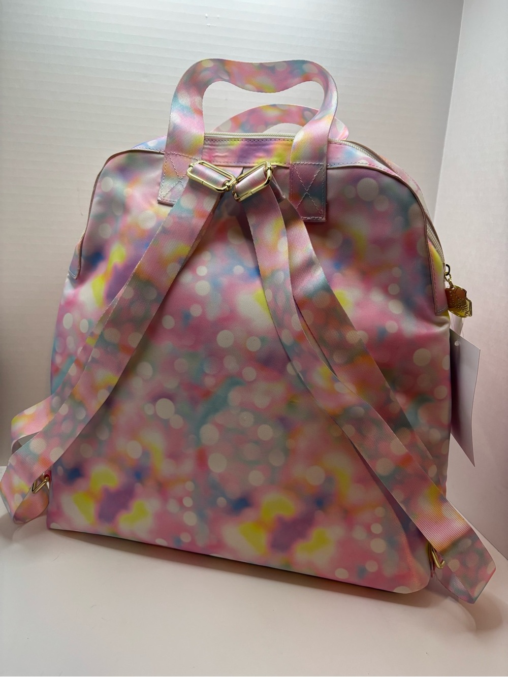 Betsey Johnson Pastel Watercolors polkadots Backpack w pencil case - Picture 3 of 4
